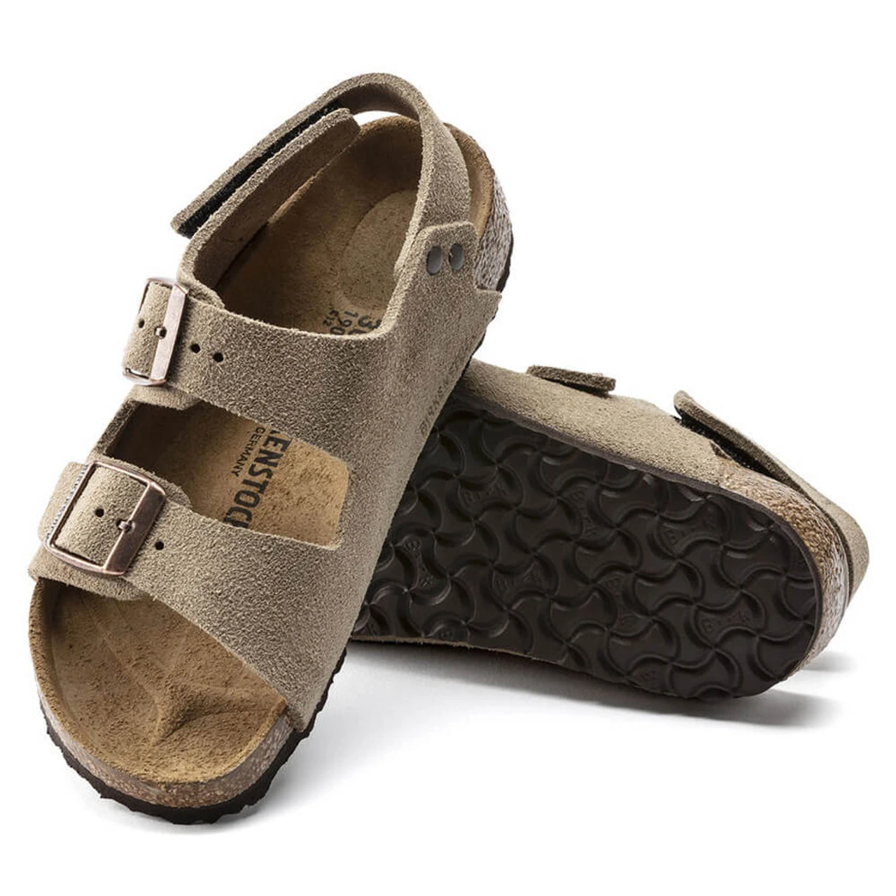Kids' Birkenstock Milano Hook & Loop Suede Leather Sandal - Taupe 2 Kids' Birkenstock Milano Hook & Loop Suede Leather Sandal - Taupe - Image 2