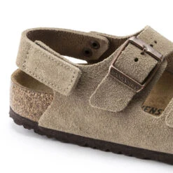 Kids' Birkenstock Milano Hook & Loop Suede Leather Sandal - Taupe 7 Kids' Birkenstock Milano Hook & Loop Suede Leather Sandal - Taupe -Fashion Shoes Store kids birkenstock milano hook loop suede sandal 1021723 taupe closeup 09695.1655994424