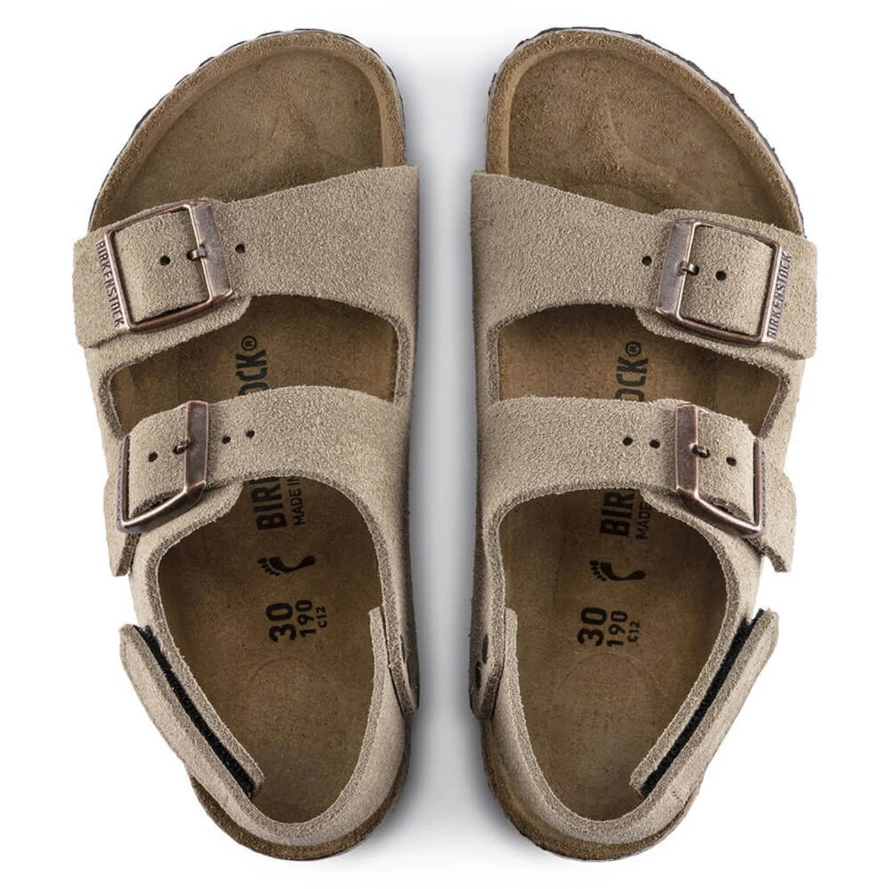 Kids' Birkenstock Milano Hook & Loop Suede Leather Sandal - Taupe 3 Kids' Birkenstock Milano Hook & Loop Suede Leather Sandal - Taupe - Image 3