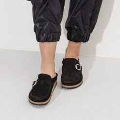 Women's Birkenstock Buckley Suede Leather Clog - Black 15 Women's Birkenstock Buckley Suede Leather Clog - Black -Fashion Shoes Store womens birkenstock buckley clog 1017826 black lifestyle closeup 86203.1624379318