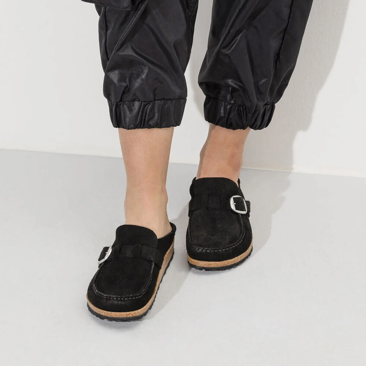 Women's Birkenstock Buckley Suede Leather Clog - Black 8 Women's Birkenstock Buckley Suede Leather Clog - Black - Image 8