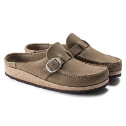 Women's Birkenstock Buckley Suede Leather Clog - Gray Taupe