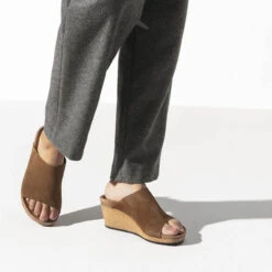 Women's Birkenstock Namica Wedge - Tea -Fashion Shoes Store womens birkenstock namica slide 1018275 tea lifestyle closeup 58411.1641581644