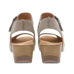 Women's Dansko Tiana Khaki Burnished Nubuck Ankle Strap Sandal -Fashion Shoes Store womens dansko tiana sandal 1705 641600 KHAKI back 32785.1651154048