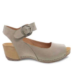 Women's Dansko Tiana Khaki Burnished Nubuck Ankle Strap Sandal -Fashion Shoes Store womens dansko tiana sandal 1705 641600 KHAKI side2 27245.1651154048
